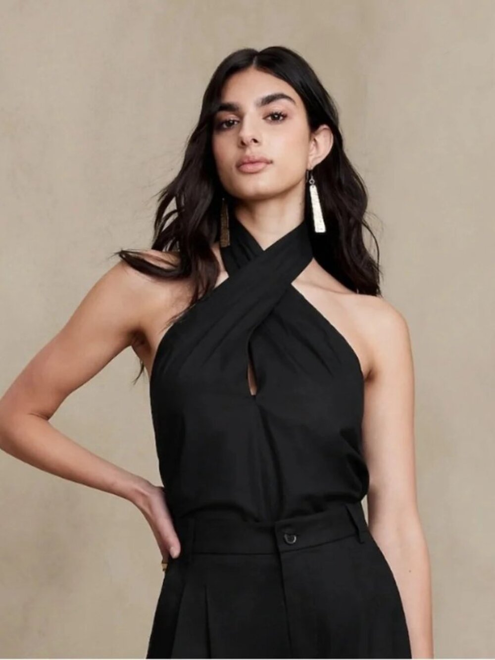 Banana Republic Rhapsody Poplin Halter Top - Black - Size Small